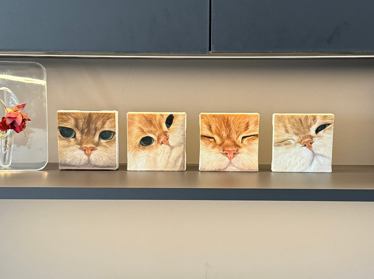 Hand-painted cat portrait in oil — 10*10cm