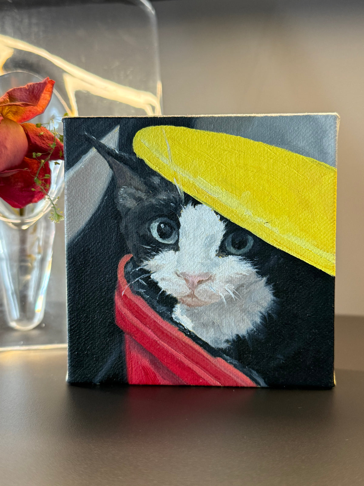 Hand-painted cat portrait in oil — 10cm*10cm