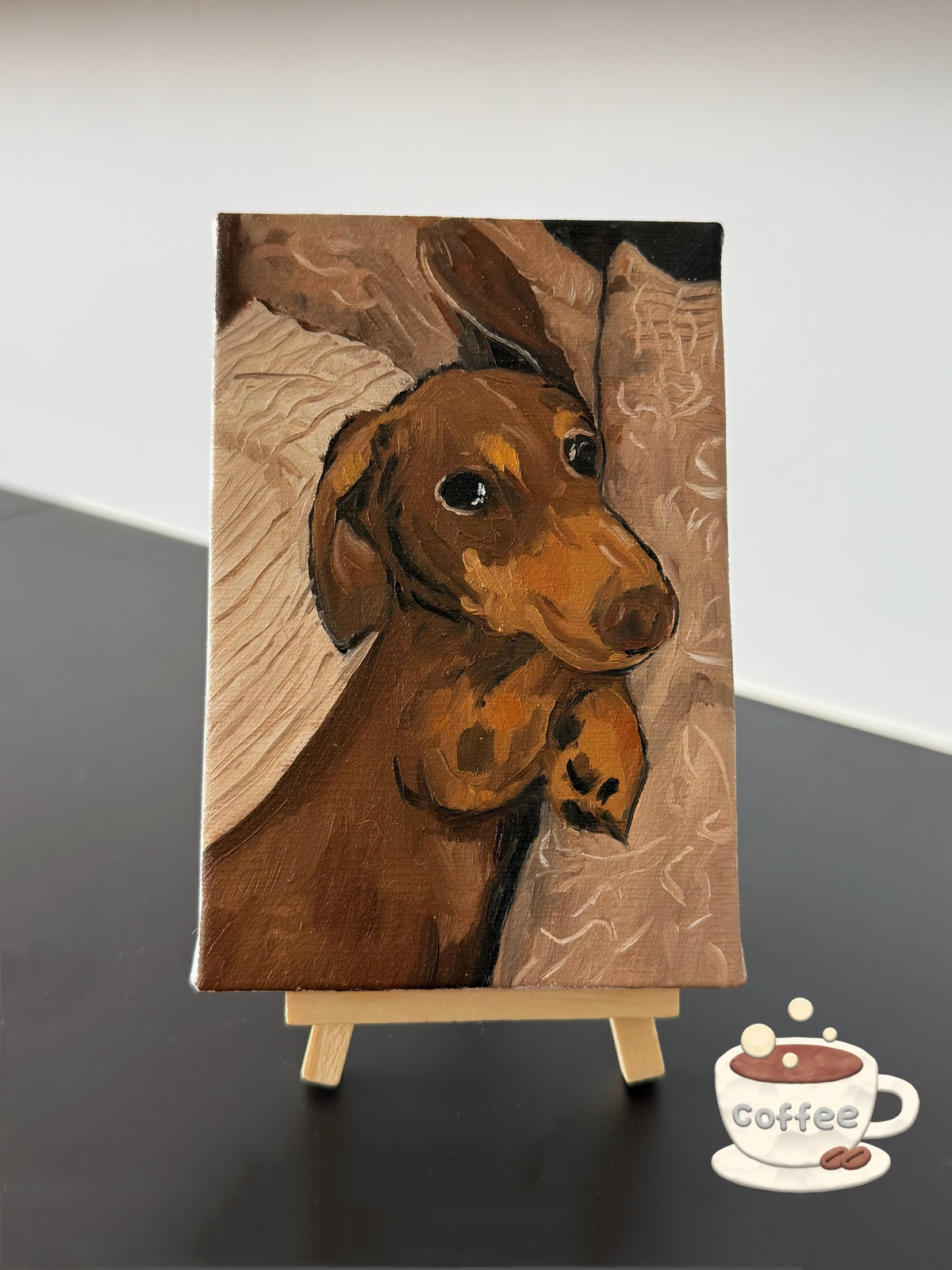 Hand-painted dog portrait in oil — 7 inch