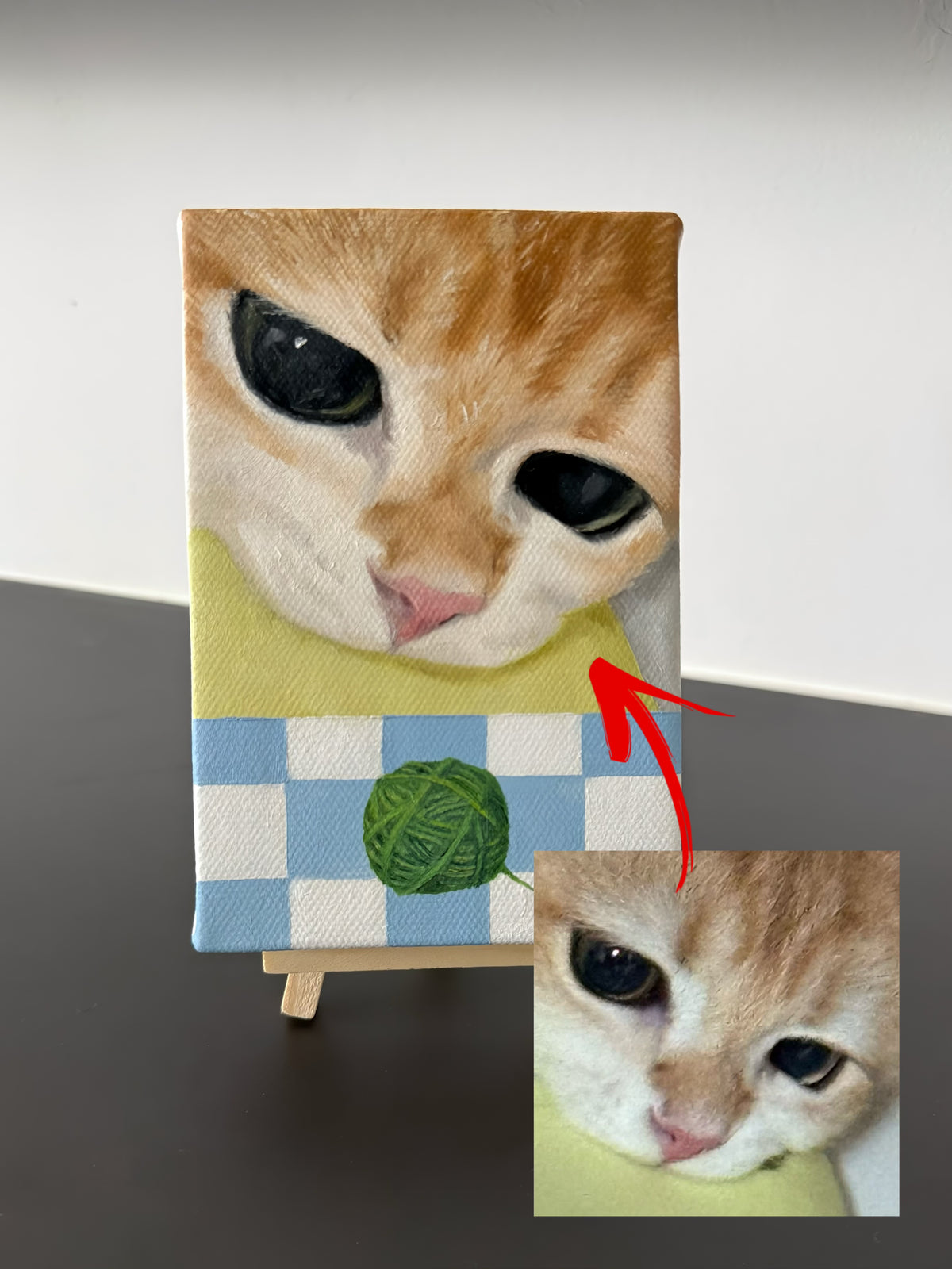 Hand-painted cat portrait in oil — 7 inch