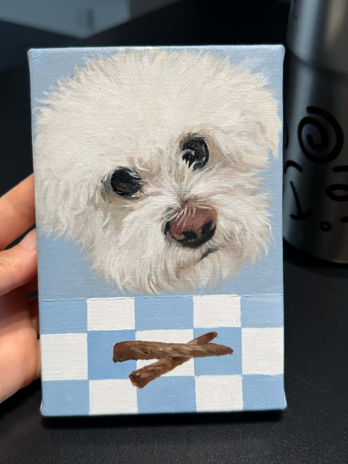 Hand-painted dog portrait in oil — 7 inch
