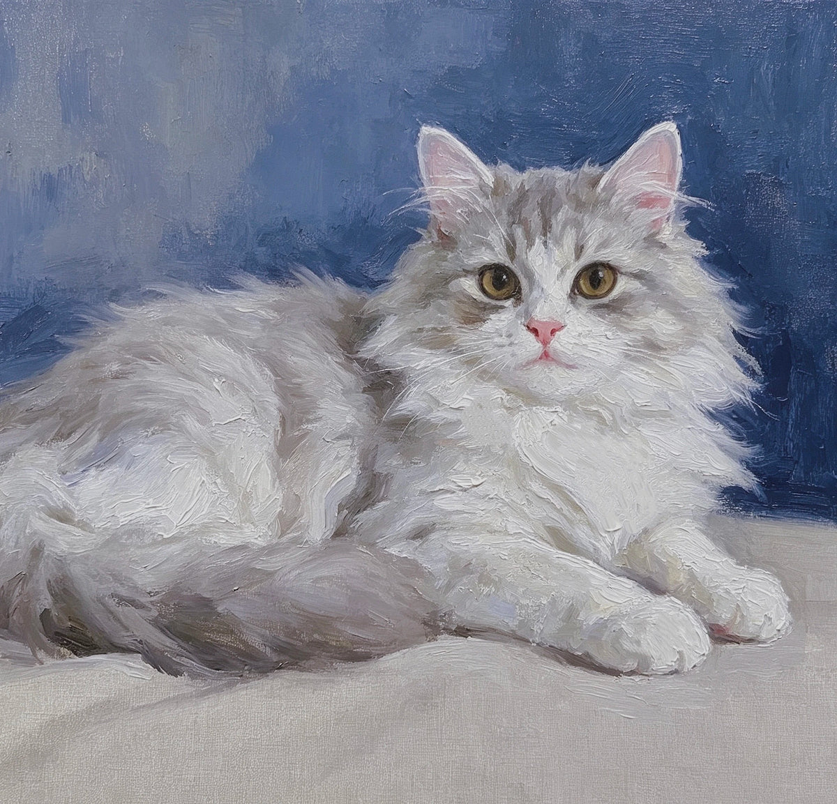 Hand-painted cat portrait in oil — 16 inch