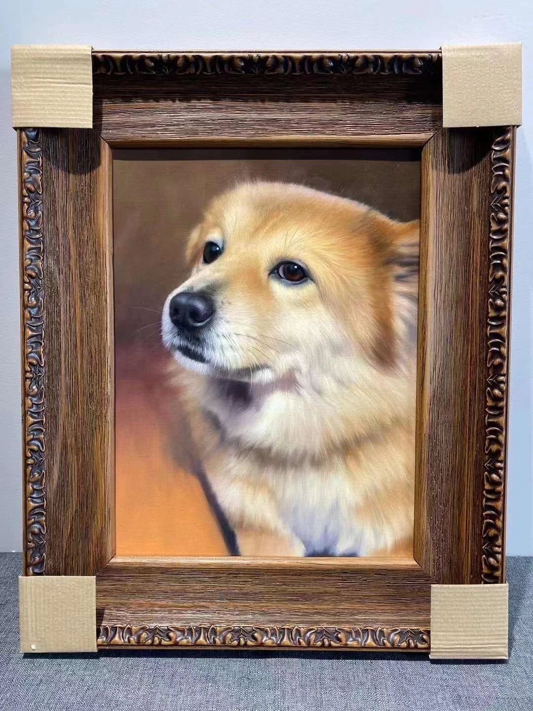 Hand-painted dog portrait in oil — Classic Vintage Oil · 16 inch