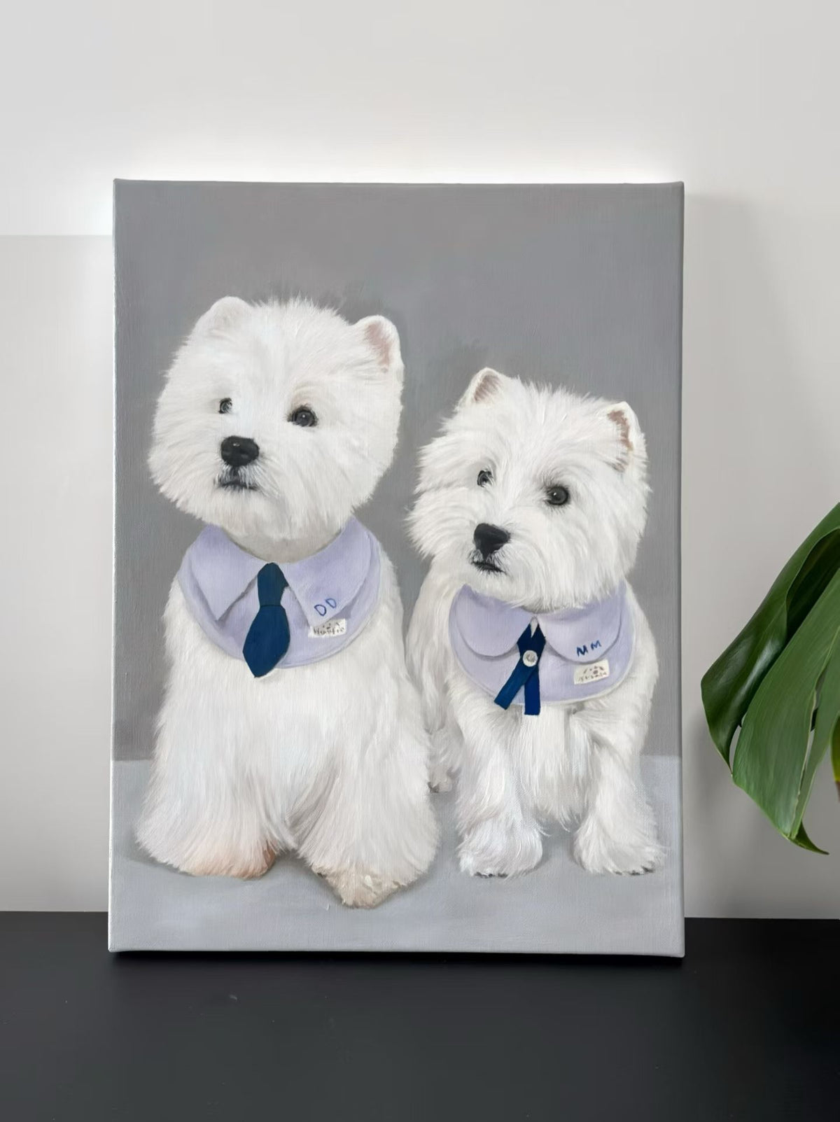 Hand-painted multi pet portrait in oil — 16 inch