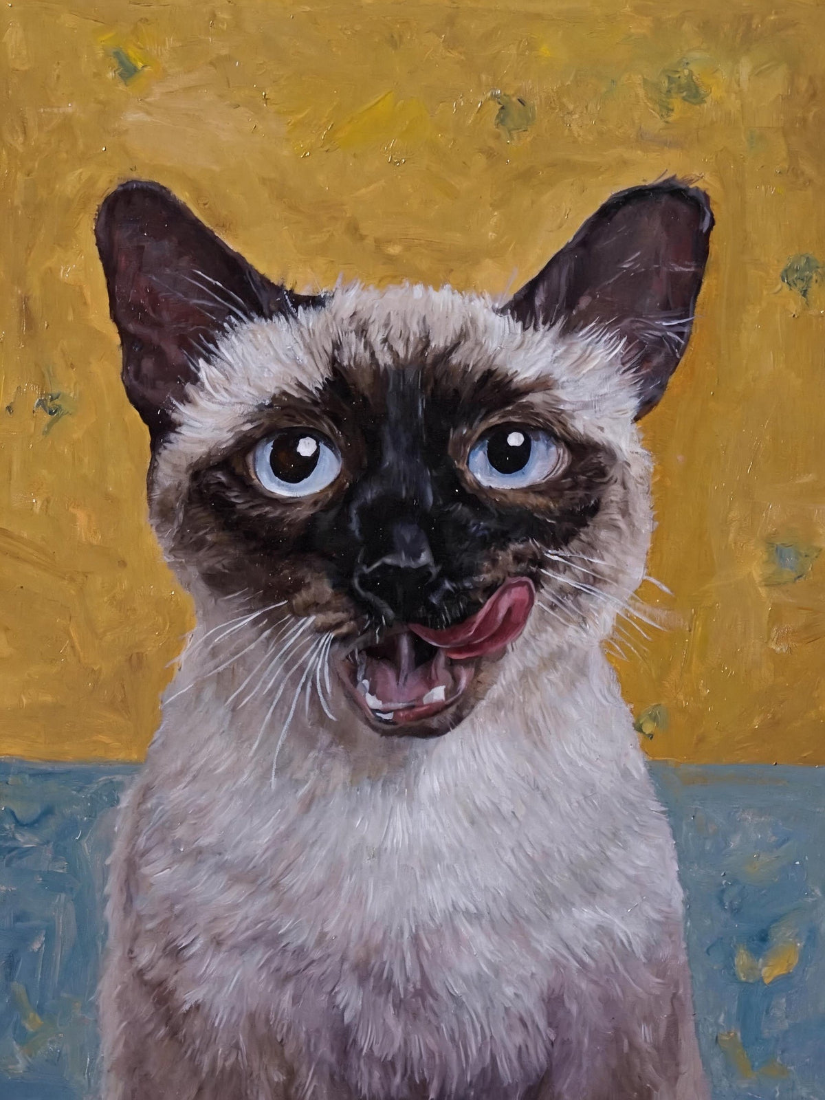 Hand-painted cat portrait in oil — 12 inch