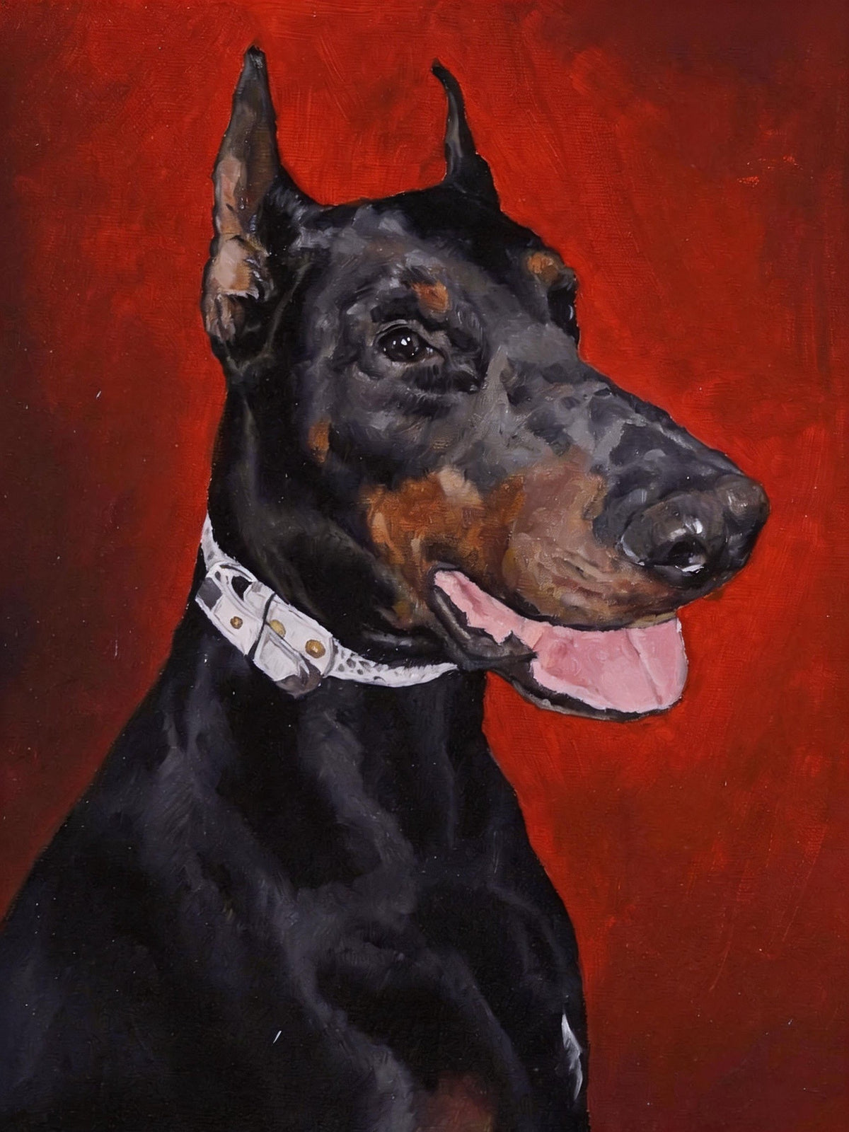 Hand-painted dog portrait in oil — 12 inch